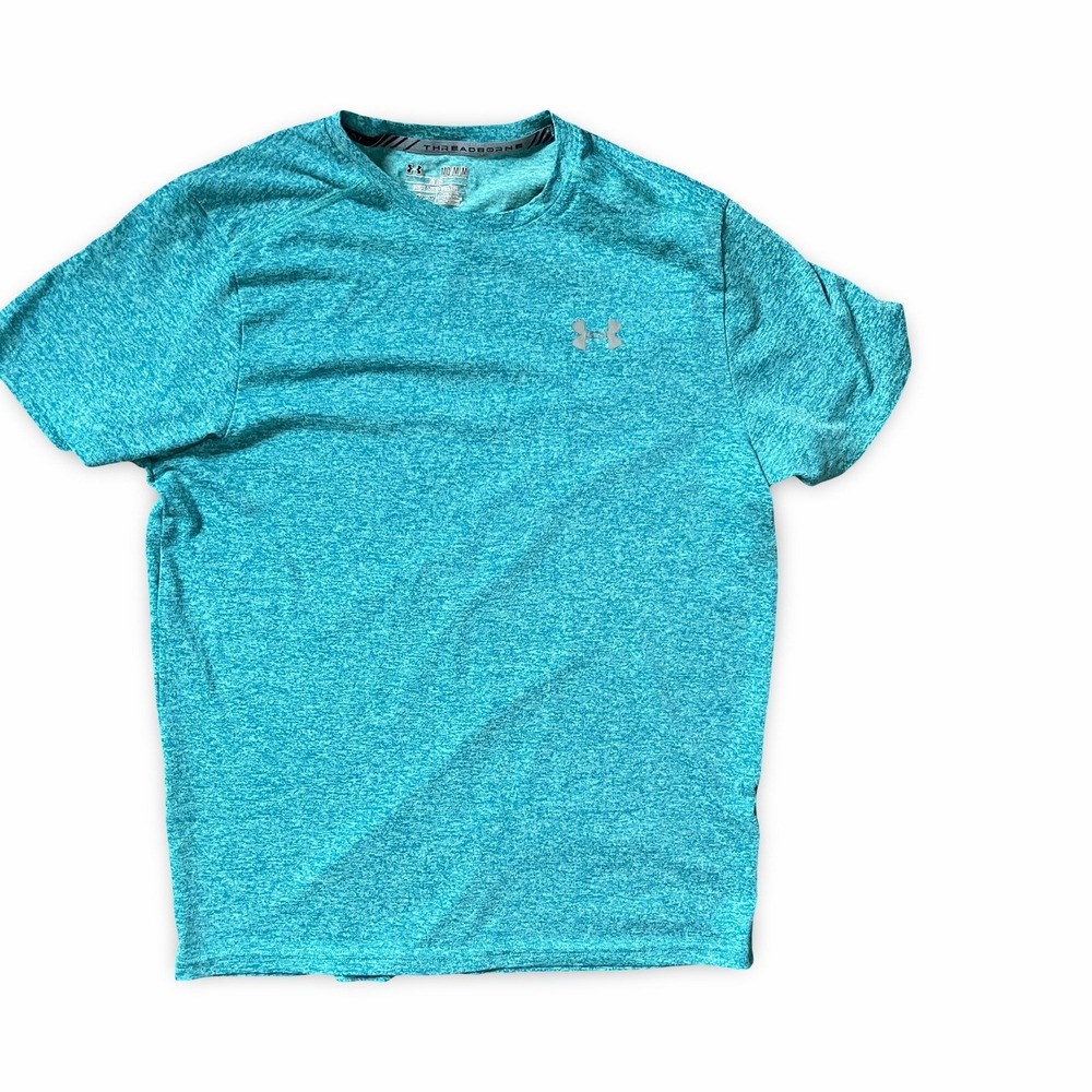 Under Armour Womens Threadborne HeatGear Fitted T-Shirt Teal Heather Medium - Picture 2 of 7